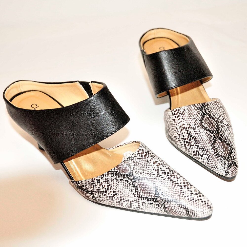 Classique Pointed Toe Kitten Heels Black Multi size 7.5M